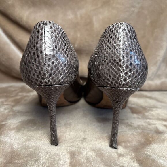 Jimmy Choo Metallic Leather Snakeskin Pumps 3.5" Heels Women's 37.5 US‎ Size 7.5 - Picture 4 of 9